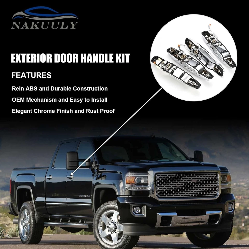 Manijas de puerta exteriores de 4 piezas para Cadillac Escalade Chevy Avalanche 2007-2014 cromadas Foto 4 de 4