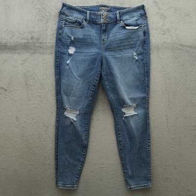 Torrid Jeans Women's Size 18R Blue High-Rise Jegging Denim 28'' Inseam Destroyed