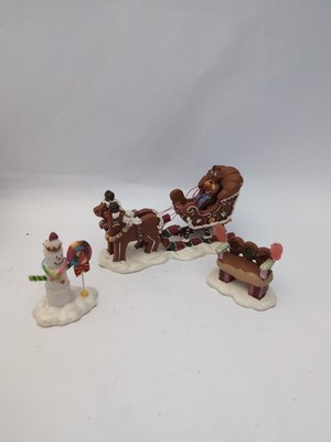 Lemax Snowman Gingerbread Sled Sugar & Spice Bench Figures Christmas Village