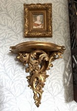 C1900 Wooden Wall Bracket Shelf Gesso & Gold Gilt Ornate Rococo Baroque Antique