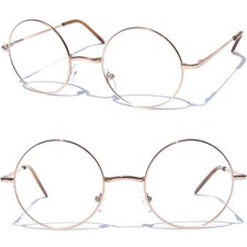 ROUND METAL FRAME Clear Lens Retro Vintage Style Eye Glasses Eyewear Gold Color