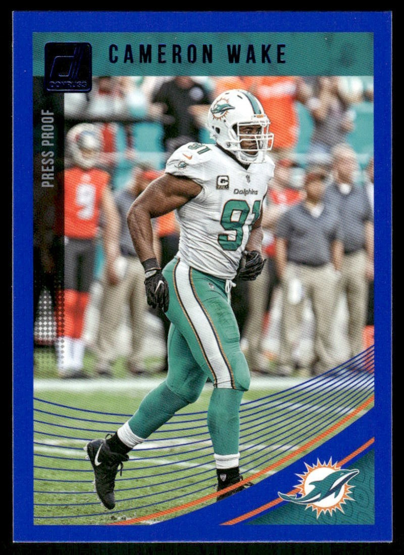 2018 Panini Donruss Press Proof Blue #170 Cameron Wake Dolphins football card