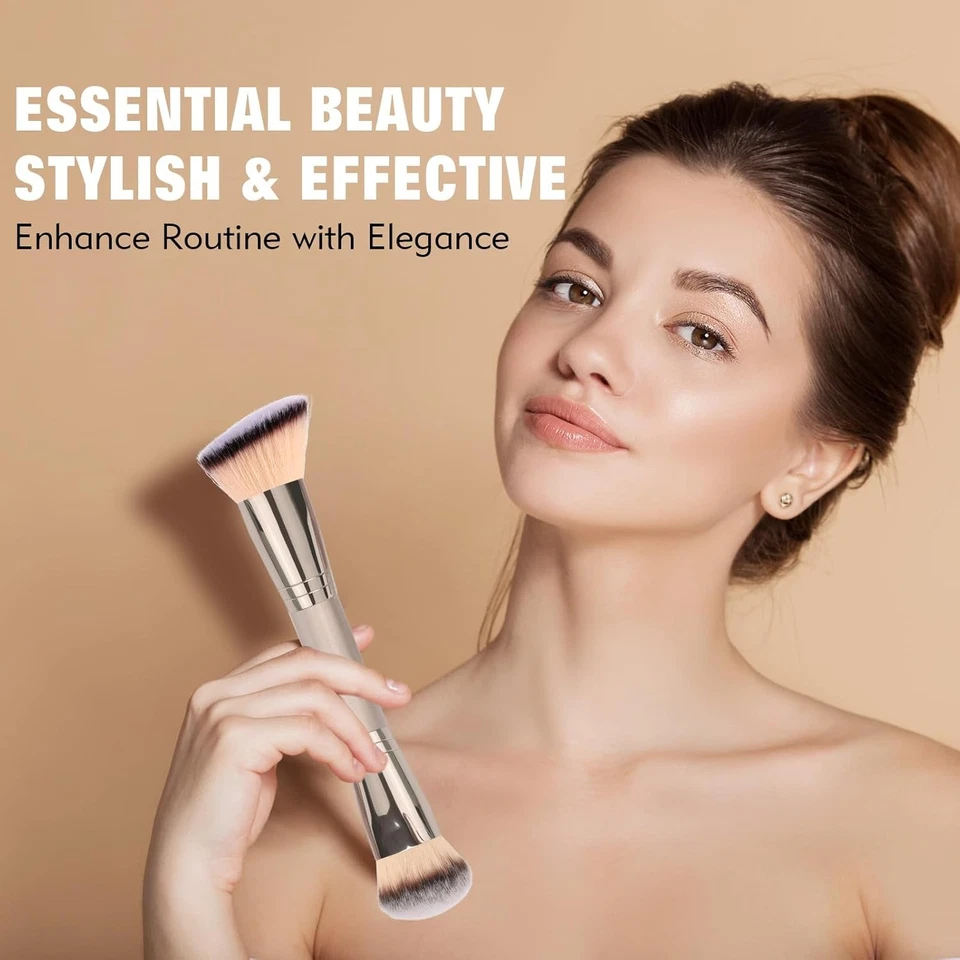 Dual-Ended Foundation Brush: Round & Angled Pro-Grade makeup brushes, 100% - Image 2 of 3