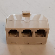 Beige RJ-11 to RJ-11 Telephone Line Splitter Adapter, 1:3 Three-Way