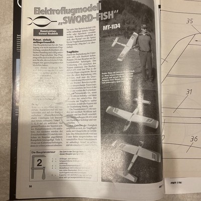 Bauplan für Elektroflieger ''Sword Fish , 100 cm Spannweite