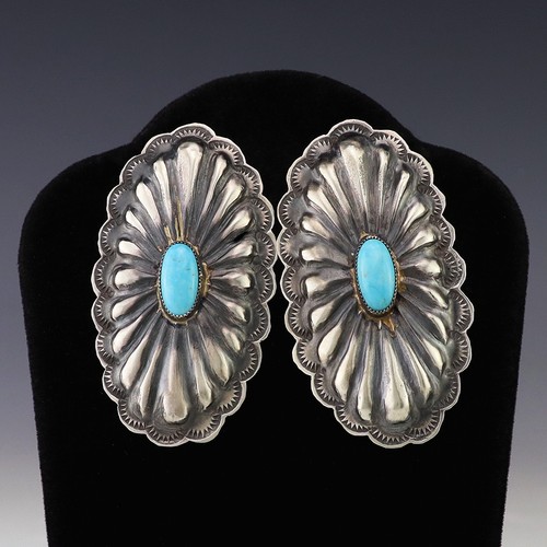 NATIVE AMERICAN NAVAJO STERLING SILVER & TURQUOISE EARRINGS BY RITA LEE