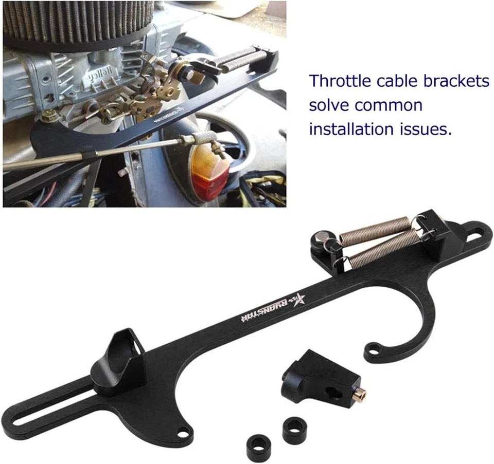 Ryanstar Black Throttle Cable Bracket with Adjustable Return Springs - 4150/4160 Foto 4 de 4