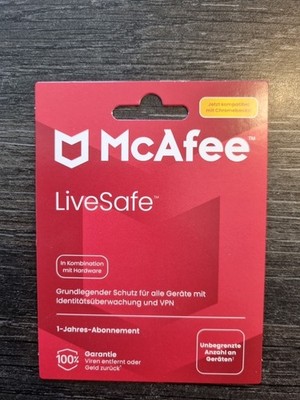 McAfee Live Safe 2024/2025    Unlimited/ Unbegrenzt PC/Geräte 1 Jahr   NEU