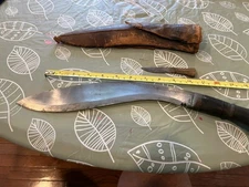 Vintage Kukri Gurkha Bolo Machete Survival Knife with Sheath India Nepal  15"