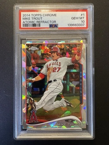POP 2! Mike Trout 2014 Topps Chrome #1 ATOMIC REFRACTOR #5/10 PSA 10 GEM MINT!