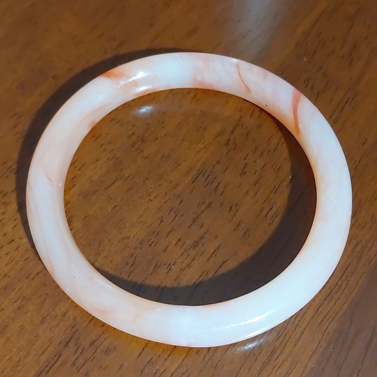 Solid Lace Agate Chalcedony Bangle Bracelet Coral… - image 1