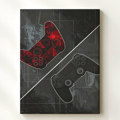 Cyber Duel Gaming Canvas Red Vs Wall Art
