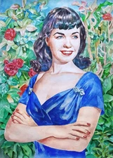 11.69 × 16.53" Bettie Page ~In the Garden~ SIGNED and DATED