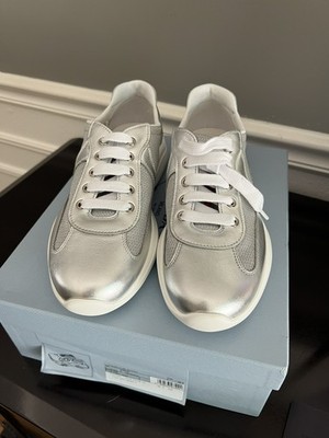 Prada America s Cup metallic leather and bike fabric sneakers