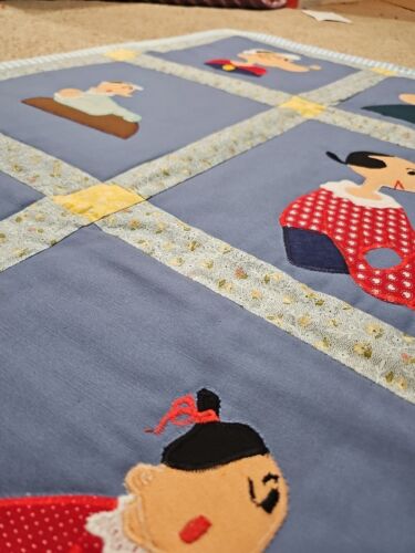 NEW Popeye Quilt Homemade Blanket Handmade 32" X 46" Olive Oyl Swee'Pea Wimpy - Picture 2 of 17