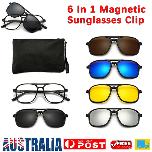 6 In 1 SunGlasses Clip On Polarized Driving Night Vision