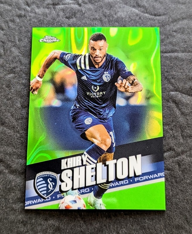 2022 Topps Chrome MLS Khiry Shelton Neon Green Lava /99 #115 Sporting KC