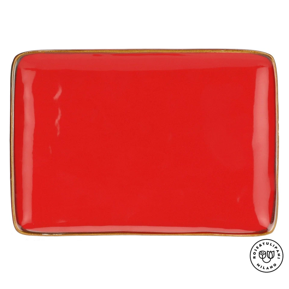 Teller rechteckig Platte Servierplatte Servierteller Concerto Corall Rot 27x19cm - Bild 2 von 4