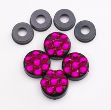 Hot Pink Crystal Rhinestone Screw Black Caps For Bling License Plate Frame
