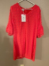 Belongsci Women's Shift Dress Mini Dress, Red- Large