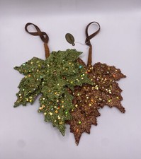 Katherine  s Collection Glittery Fall Leaf Ornaments Decorative Autumn Decor