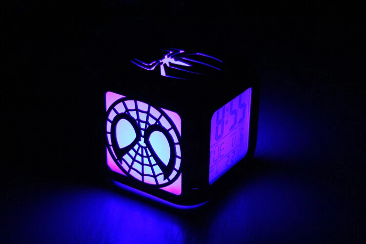 2021 Spiderman Digital USB LED Light Alarm Clock 7 Colors Kids Room XMAS Gifts - Image 3 of 4