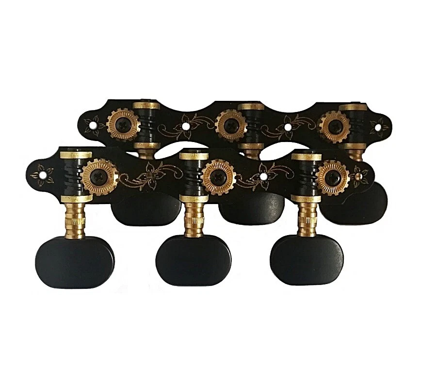 VAN GENT CLASSICAL GUITAR MACHINE HEADS 400 BLACK BUTTONS AND ROLLERS - Image 2 of 4