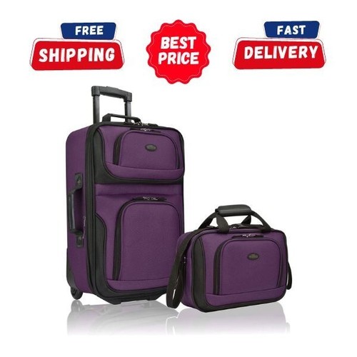 US Traveler Rio Rugged Fabric Expandable Carryon Luggage Set, Purple