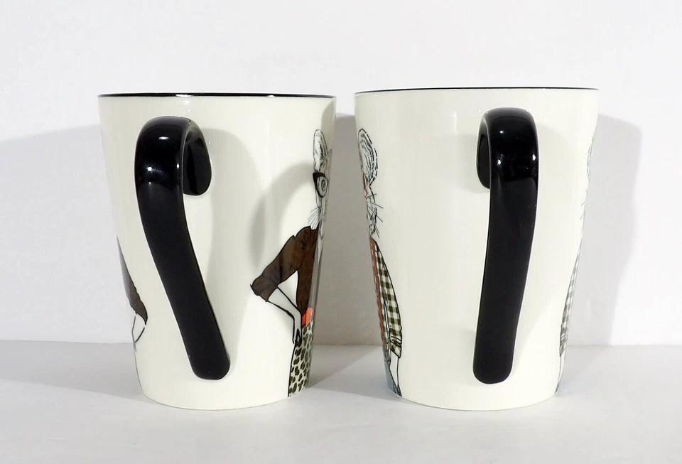 Juego de 2 tazas de café exclusivas para artículos para el hogar animales hipster gato y ratón 16 oz Foto 2 de 4