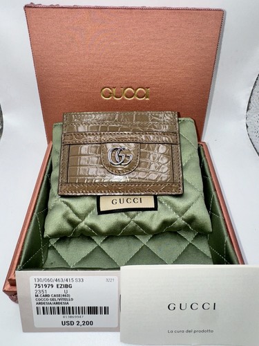 GUCCI MEN'S CROCODILE CARD CASE WITH DOUBLE GG. ITEM 751979 EZIBG 2351 AUTHENTIC - Picture 10 of 19