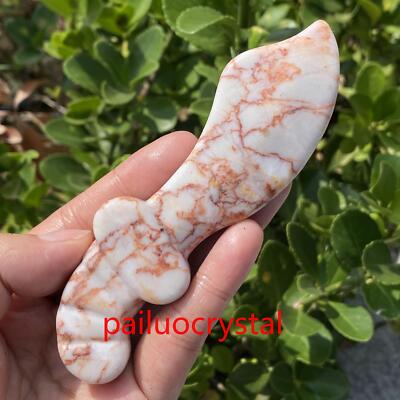 1pc Natural Red network stone Dagger Quartz Crystal Skull Carved Figurines 4.7''
