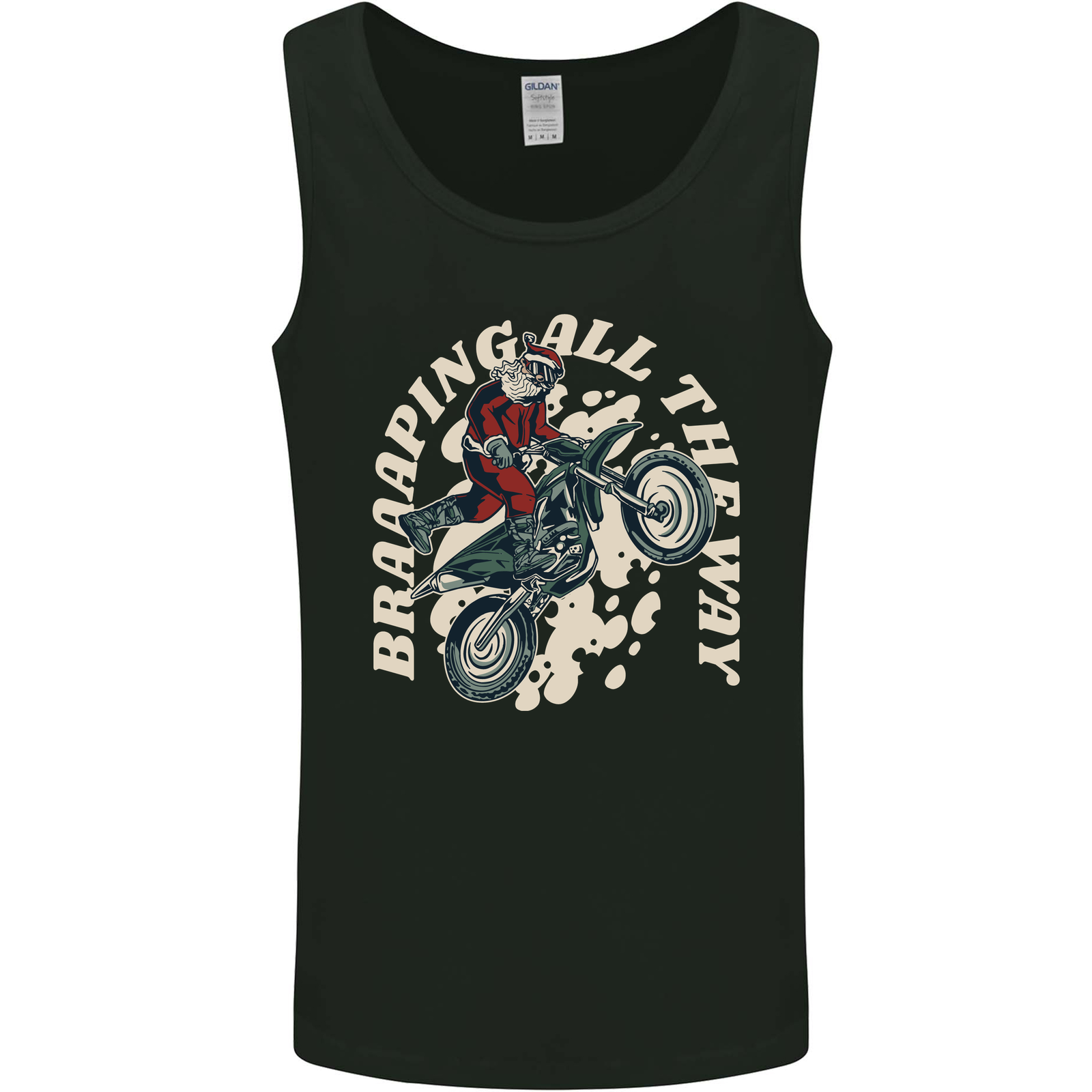 Motocross Christmas Santa MotoX Biker Motorcycle Mens Vest Tank Top