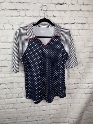 Jofit tipped vera half zip polo Polka Dot Pattern size medium NWt msrp $90