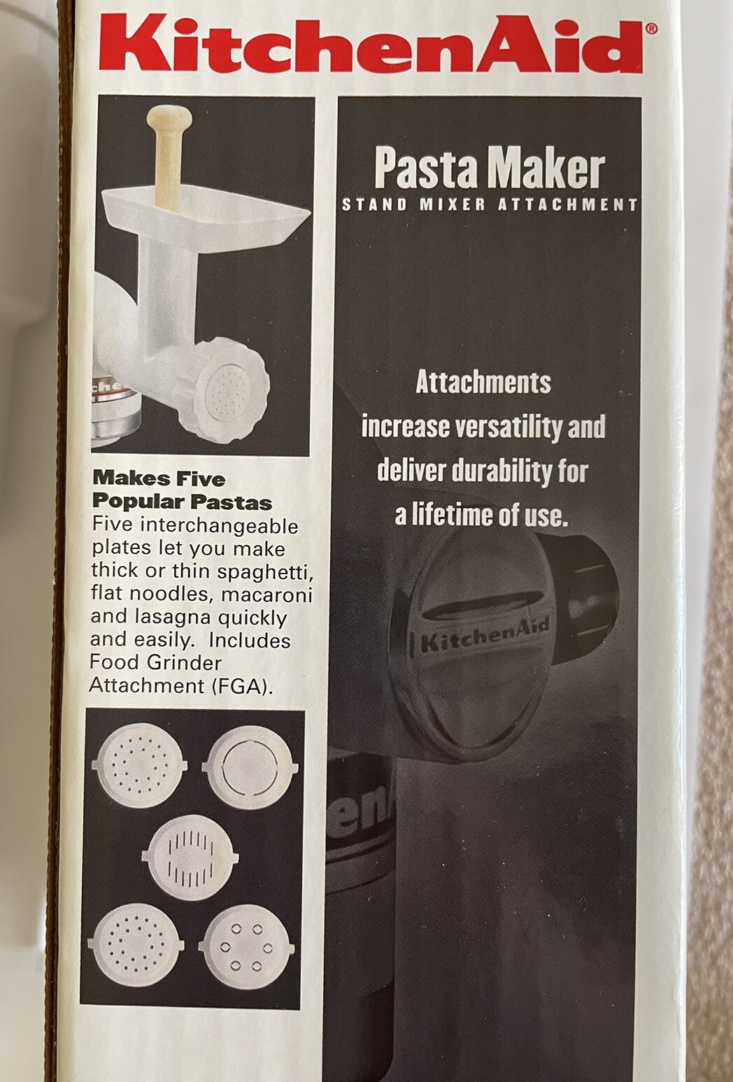 KitchenAid SNFGA Stand Mixer Attachment Pasta Maker & Food Grinder eBay