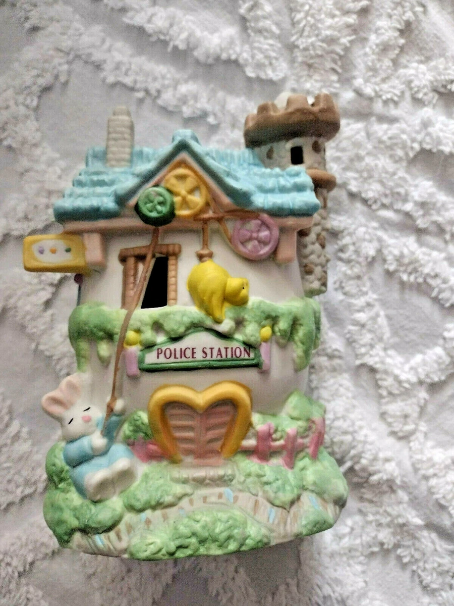 Vintage Walmart Happy Easter Porcelain Easter Bunny House Police Station