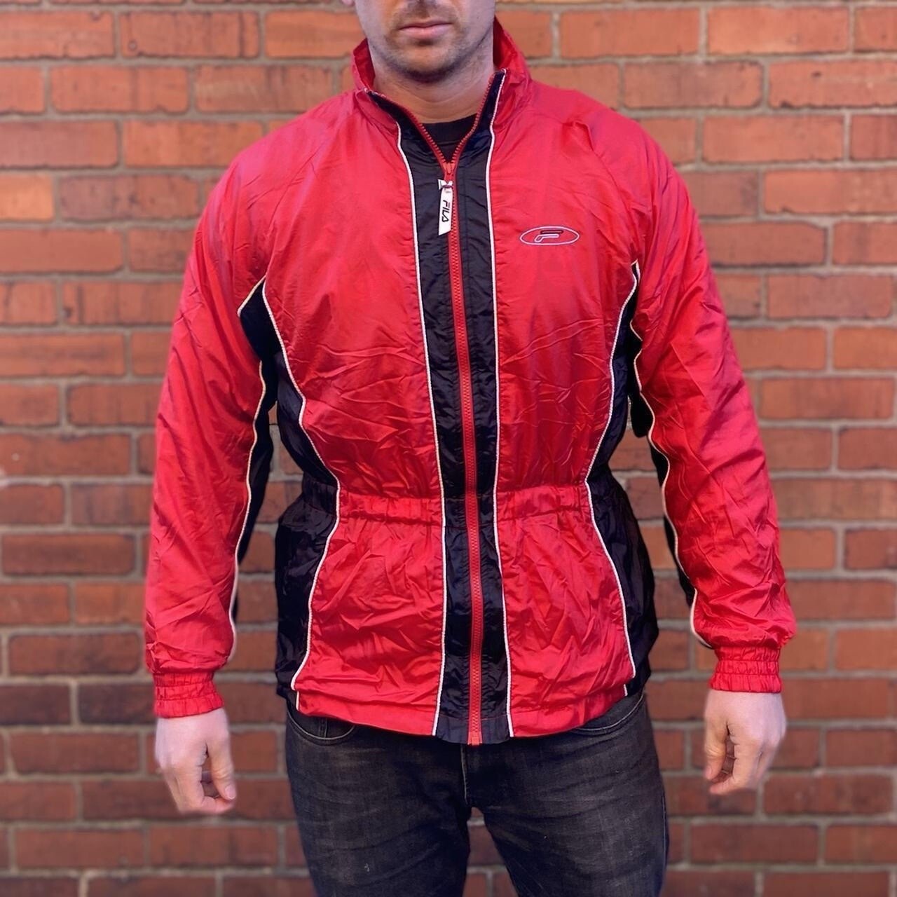 Giacca a vento rossa FILA cappotto sportivo uomo taglia grande cappotto festival zip intera