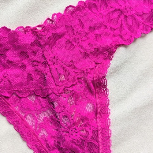 Victoria's Secret The Lacie Lace-up Thong Panties M New Hot Pink - Picture 5 of 6