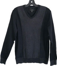 Guess Los Angeles Men's V-Neck Sweater 100 Cotton Black/Grey Trim Size M