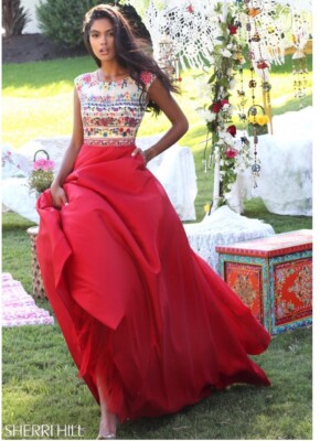 Sherri Hill Dress Women's 2 Red White Floral Formal Long Maxi Rhinestones Prom | eBay Sherri Hill Dress Women's 2 Red White Floral Formal Long Maxi Rhinestones Prom | eBay