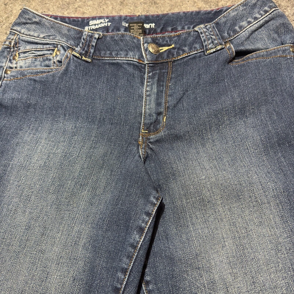 Pantalones de mezclilla Lane Bryant para mujer talla 14 simplemente rectos lavado oscuro azul Foto 2 de 4