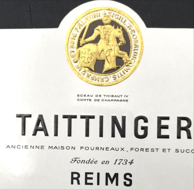 VTG 1962 Taittinger Reims Champagne Brut Rose Wine Bottle Label France 4x4.75