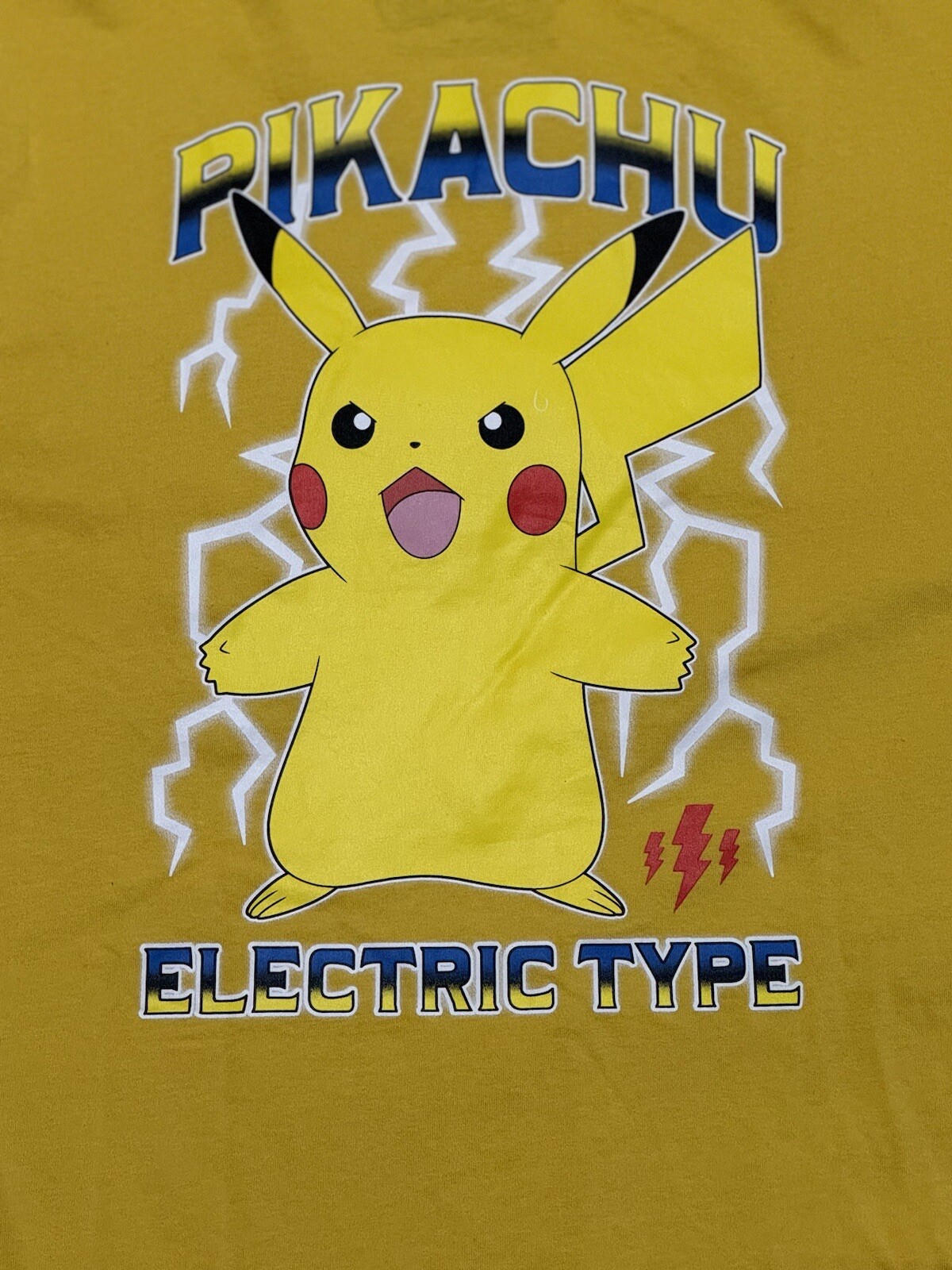 Pikachu Electric Type Yellow T-Shirt Size XL Pokémon Good Condition