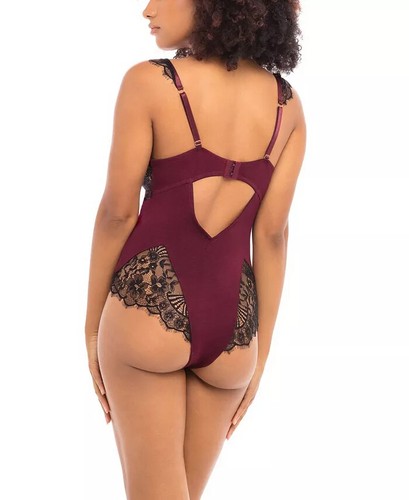 Oh La La Cheri Viscose Jersey Eyelash Lace Molded Shelf Cup Teddy Lingerie Sz S - Picture 2 of 6