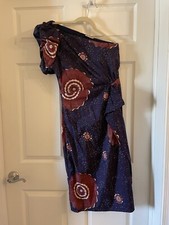 NWOT ULLA JOHNSON Cotton Poplin One Shoulder Violet Print Midi Dress (Size 8)