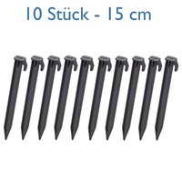 10 Kunststoff Heringe 15Cm Schwarz Camping Zelt Erdnagel Bodenanker Zeltnagel