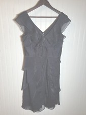 Adrianna Papell Ruffeled Dress Size 8 Gray Wedding, Special Occasion, Party