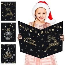 3 Pcs Jumbo Merry Christmas Greeting Cards With Envelope Decoration Extra Lar...