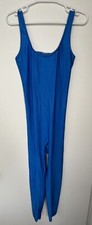 Vintage Gilda Marx Flexatard Blue LARGE Spandex Unitard Jumpsuit Catsuit 80s