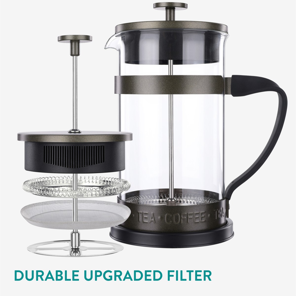 Caffettiera Francese MAISITOO 1000ml - Vetro Borosilicato, Acciaio Inox, Per Caff&egrave; E T&egrave;, Facile Da Pulire