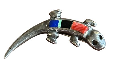Split Pin Lizard Vintage Silver Lizard Shaped Multicolor Inlay Brooch Pin | eBay